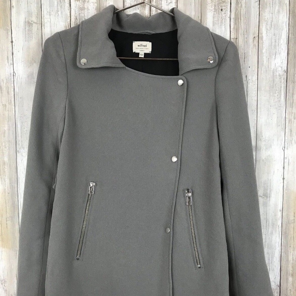 WILFRED Mayet Gray Zipper Snap Long Sleeve Long Jacket S